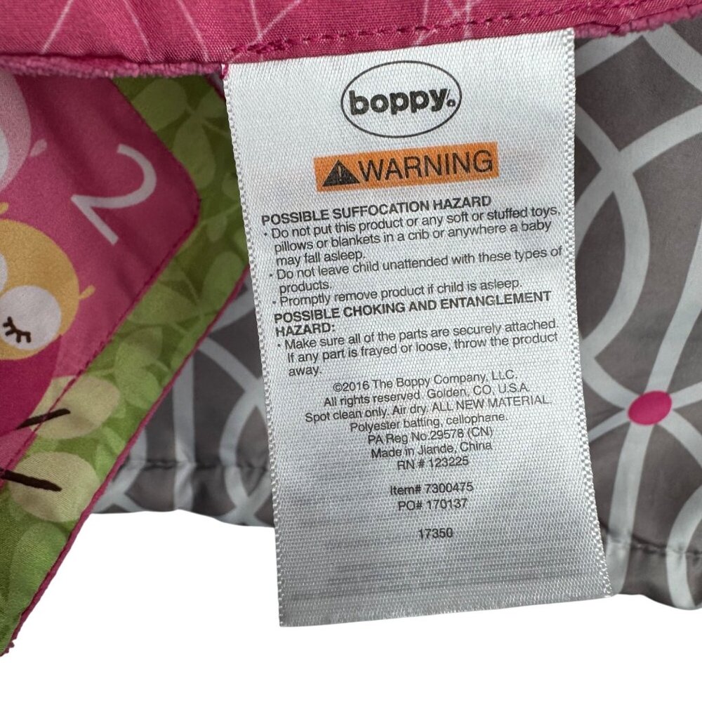 Boppy Grey White Pink Shopping Cart Cover With Pink Owl Toy - Picture 3 of 8